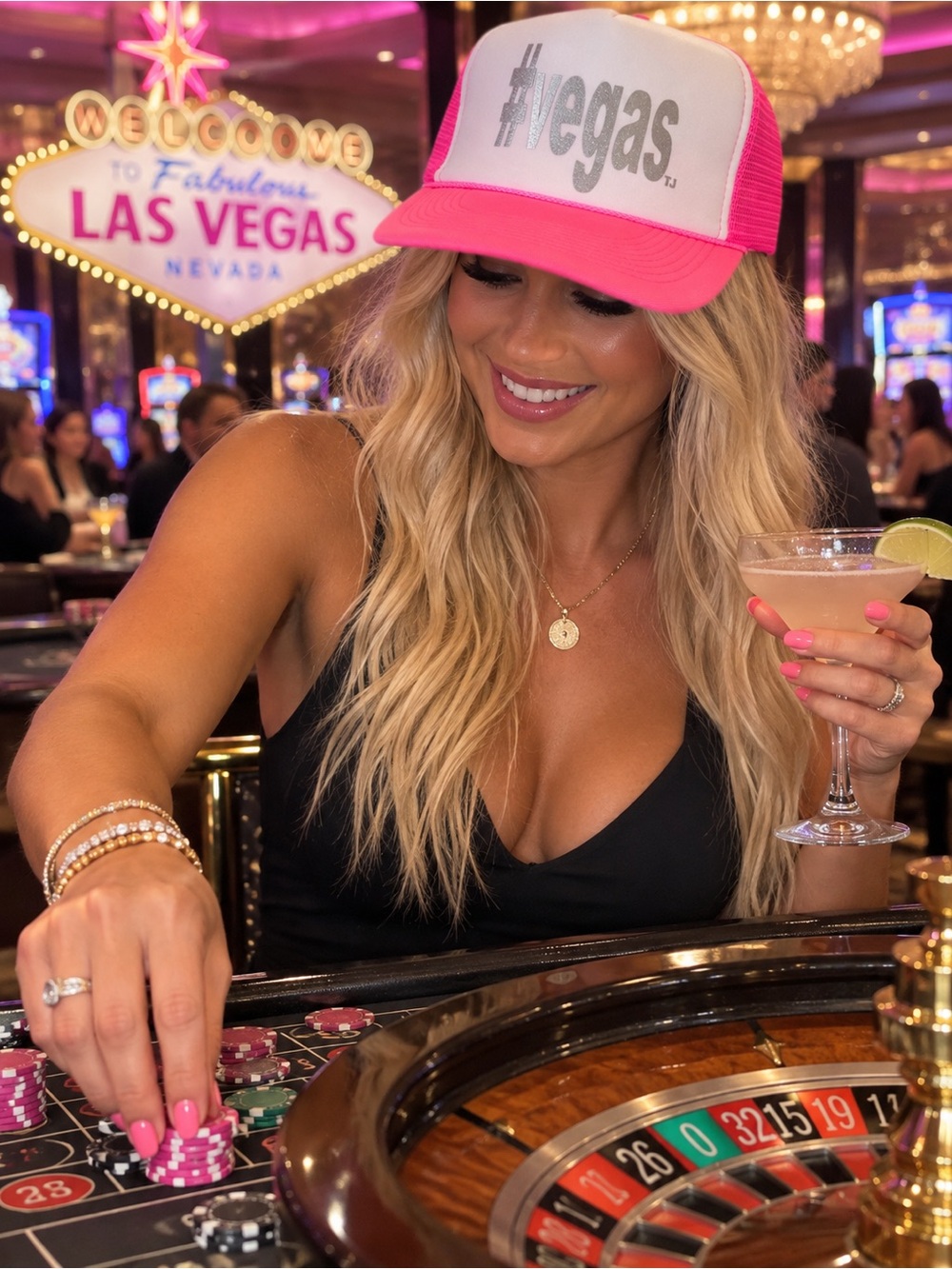 Hot Pink #vegas Trucker Hat - Unbranded